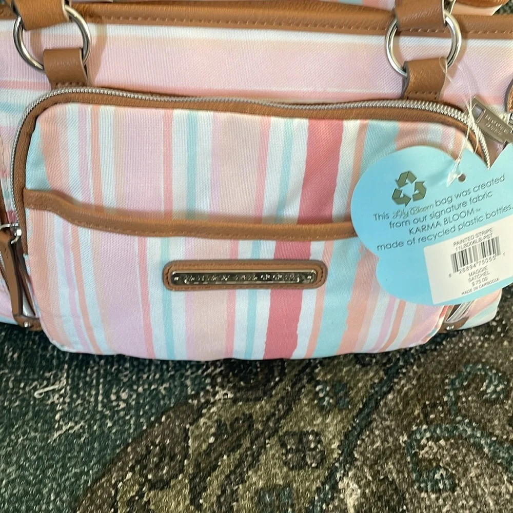 Lily Bloom NWT Painted Stripe Maggie Satchel Bag - Picture 4 of 17